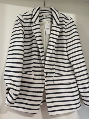 NWT LOFT Black and White Striped Blazer Jacket